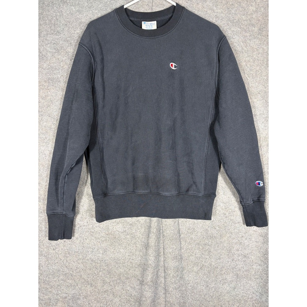 Champion Reverse Weave Sweatshirt Mens Medium Black GF70 Pullover Crewneck Logo
